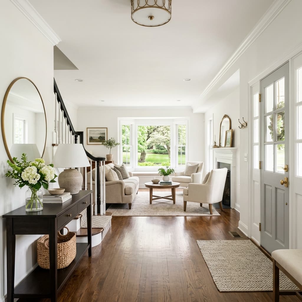 Perfectly staged living room for pre-sale